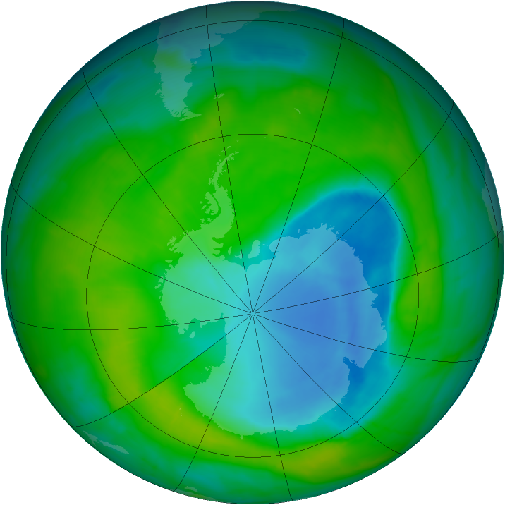 Antarctic ozone map for 06 December 2014